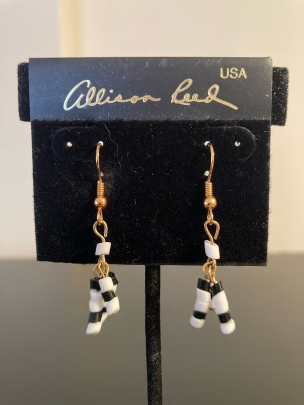 Black & White Beaded Dangle Earrings
